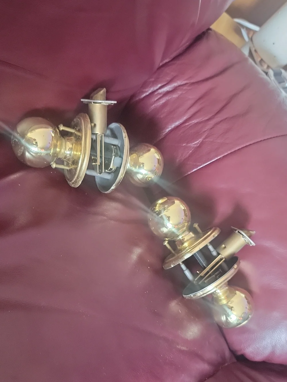 Vintage Round Brass Door Knobs Bedroom Entry (2 Sets)